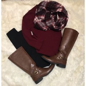 LOFT Navy Flannel Plaid Infinity Scarf 🧣